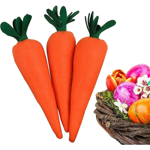 3 Pcs Cute Carrot Plush Toy, 7.48inch Artificial Felt Carrots Easter Basket Stuffers, Realistic Felt