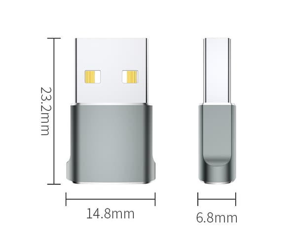 USB C-naaras–USB-uros-sovitin 3 kpl, Type C–USB A -laturi