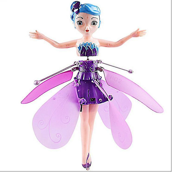 Flygande älva, flygande prinsessdocka, magisk flygande älva leksak, infraröd induktionskontroll leksak, Halloween jul flickor och pojkar leksaker presenter Purple