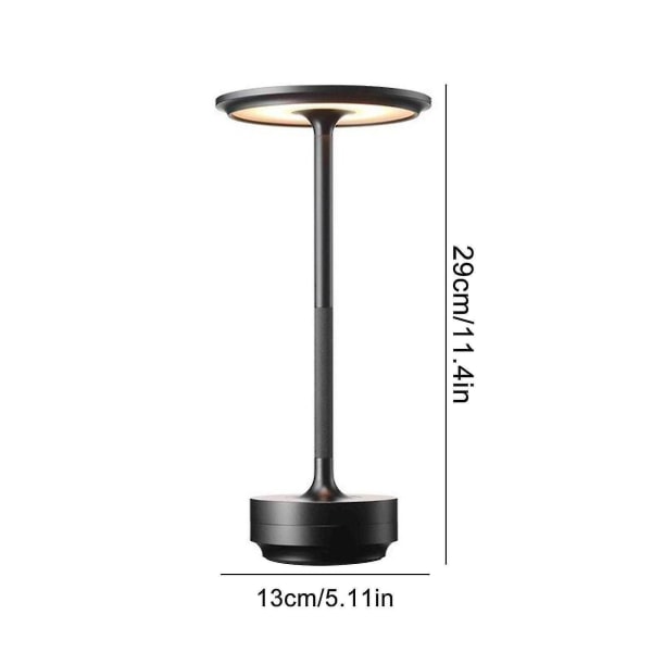 Trådløs bordlampe Dimbar vanntett metall USB oppladbare bordlamper -1 stk black