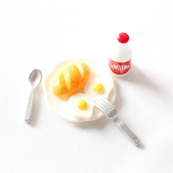 Miniatyr møbler leketøy dukkehus DIY dekorasjon tilbehør mini brød egg melk