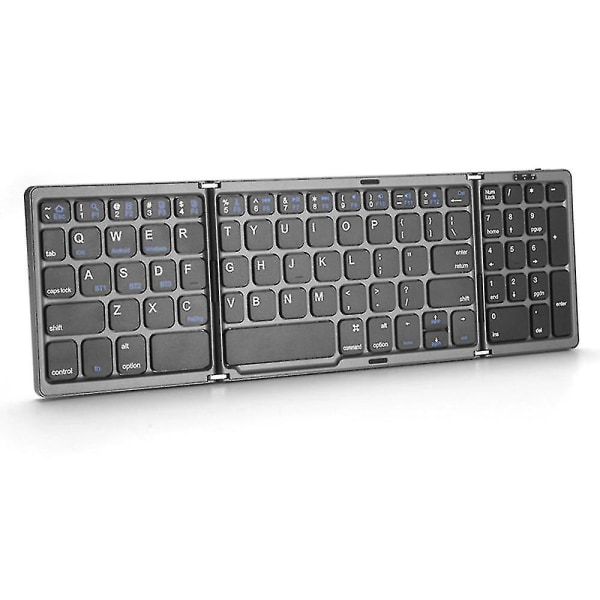 Bärbar hopfällbar 81-tangenters Bluetooth-tangentbord för hemmakontor, trådlöst tangentbord med numeriskt område --