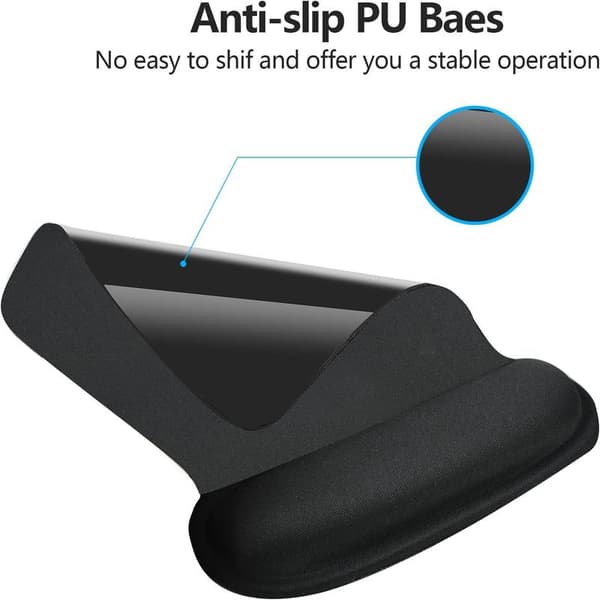 Musemåtte med håndledsstøtte, Memory Foam, Skridsikker gummibase, Ergonomisk musemåtte med håndledsstøtte - Smertelindring, Komfortabel computermusemåtte til