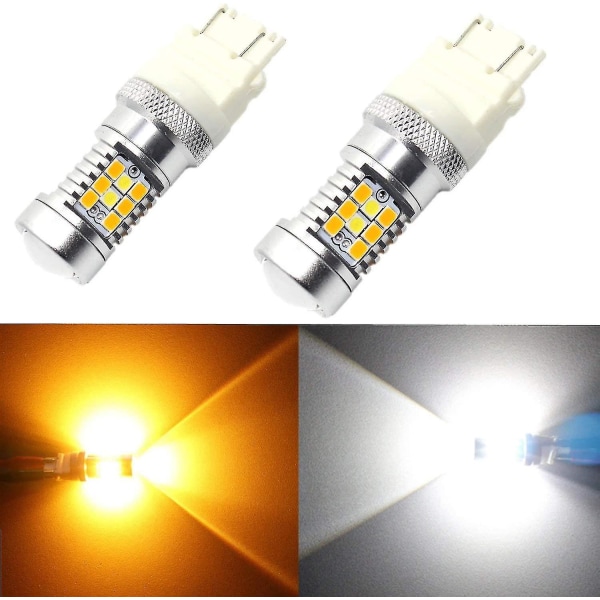T25 3457 3157 Switchback Led Blinklys Dual Color 6000k Hvit/gul Gul 12v 4157nak 3457ak 4057 3057 3757ak 5702ak 4157ak Ekstremt Super