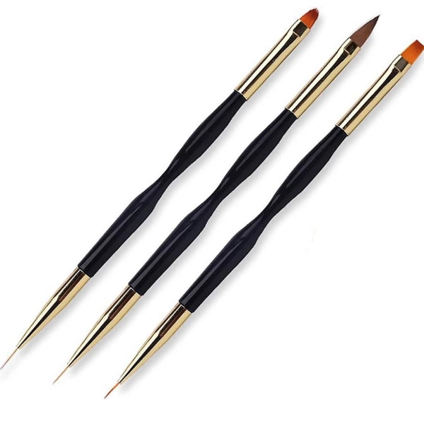 3 stykker Nail Art Pen Linjetegning Bærbar Gel Brush Manicure Tool