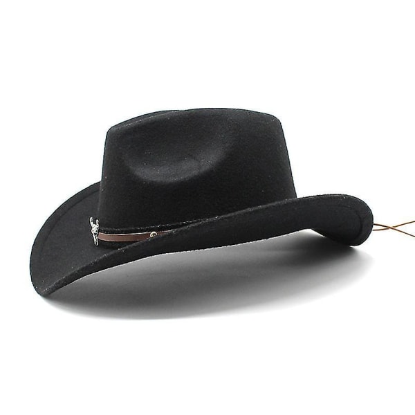 Dewenwils Western Cowboy Top Hat Filt Hat Sort Brown