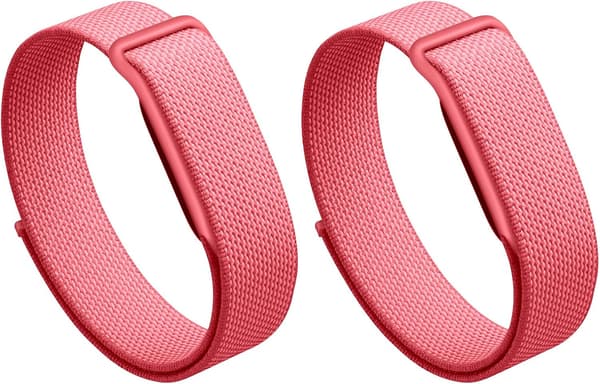 Urrem til Google Fitbit Air, vævet nylon erstatningsrem 2-pak Deep Pink