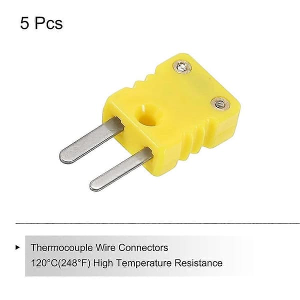 Mini Typ K Termoelementkontakt Hane Plugg Adapter Hög Temperatur 120℃ (248℉) för Termoelementsensorprober