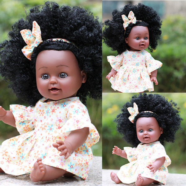Black Girl Dolls American Play Dolls Lifelike 35 cm Baby Play Dolls YE