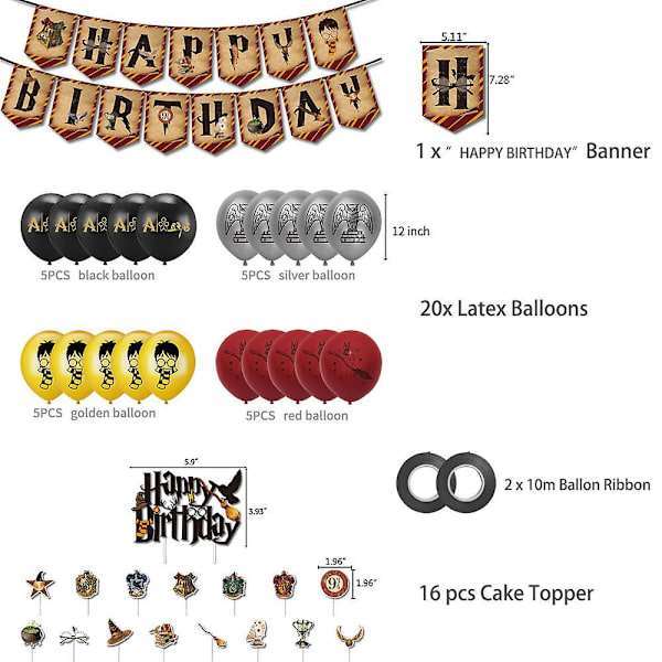 Harry Potter tema Tillykke med fødselsdagen fest dekoration banner balloner kage kort kits