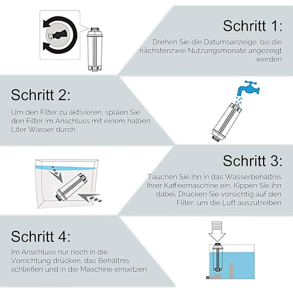 2 stk. vandfilter til Melitta/krups Claris F088 01/siemens Tcz60003/aeg/neff/bosch Tcz6003 kaffemaskiner