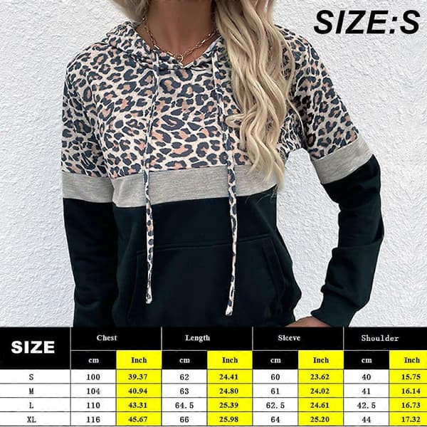 (newpattern) angerella kvinder Hættetrøje camouflage leopard top Pullover sweatshirt hætte med lomme snøre style9917