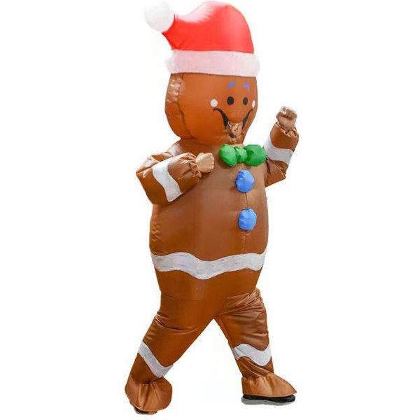 Gingerbread Man oppblåsbar kostyme Batteridrevet temafestdress for showaktivitetsfest