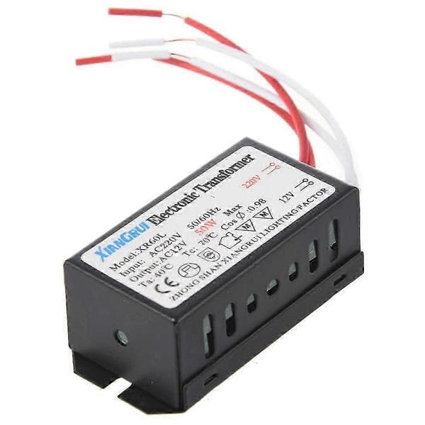 200-250V til 12V Halogenlys Elektronisk Transformator - 50W Svart