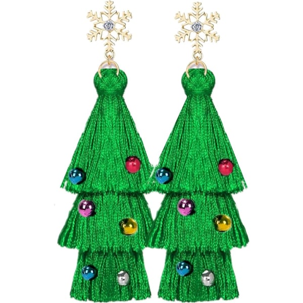 Julörhängen Snöflinga Drop-örhängen för kvinnor Christmas Tree Dangle Örhängen Guld Diamantsmycken Julklappar till kvinnor