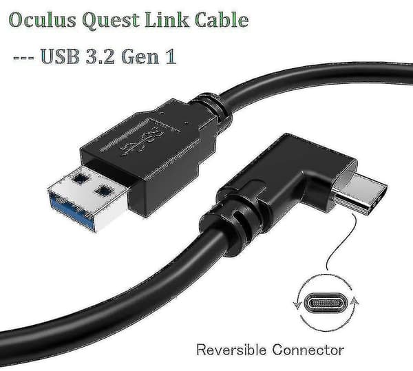 Quest Link-kabel 16ft/5m: Oculus Quest Link-kabel, Höghastighetsdataöverföring & Snabb laddning USB C-kabel