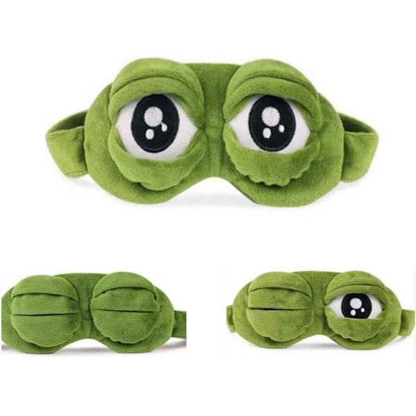 Rosa Groda 3D Formad Sovmask, Polyester, SOVMASK, 20 cm x 10, Elastiskt Band green