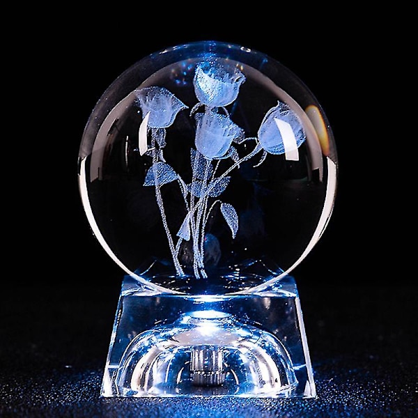 8cm 3D-graverad kristallkula transparent modell