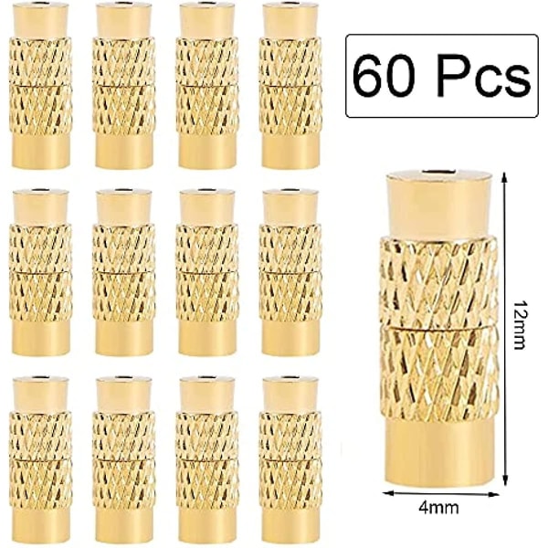 60 stk. smykkefremstillingsartikler Magnetiske armbånd låse og lukninger Messing skrue snoet låse tønder Søjle tønde skrue låse 12x4mm