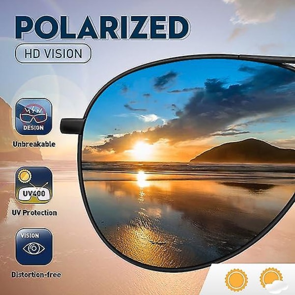 Polariserte solbriller - Aviator Solbriller Unisex Uv400 Solbriller Svarte Solbriller Unisex