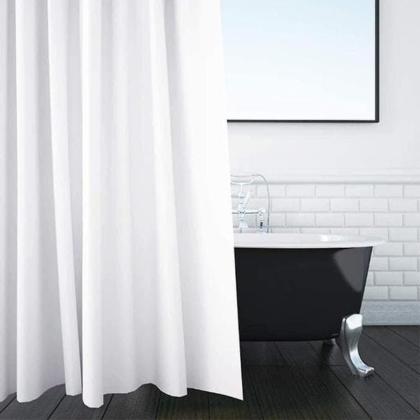 Enkel vit duschdraperi - 180 x 220 cm - Extra lång Styv