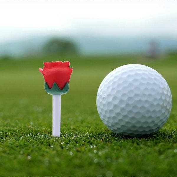Røde rosenformede golf-tees til golfboldholder i plastik, 6 stk. golfsæt