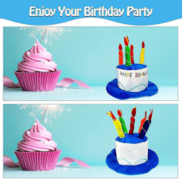 Fødselsdag Hat Med Fødselsdag Briller, Plys Happy Birthday Hat Med Flerfarvede Lys Fødselsdag Hatte, Fødselsdag