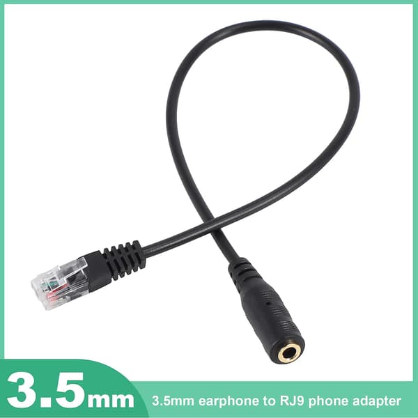 3,5 mm stik til RJ9 til headset til kontortelefonadapterkabel black