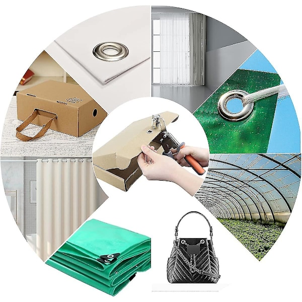 Ösningsverktyg, Professionellt Ösningsset med 100 Stycken (inre 10mm) Metallösor för Läder Tyg Presenning PVC Gardin Mejsla