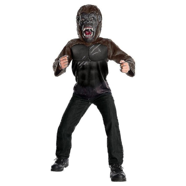 Kryss-alder King Kong-kostyme sjimpansemaske Topp Halloween-kostyme for barn Demon Gorilla Ferocious King Kong Cosplay Carnival-forkledning