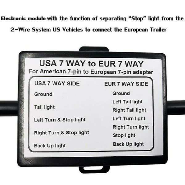 USA til EU Trailer Lys Konverter US 7-vejs Blad Socket til EU 7-Pin Rundt Stik Black
