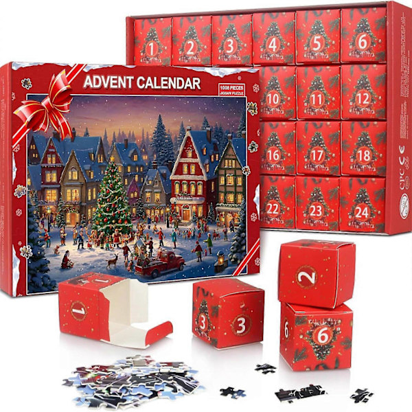 2024 Adventskalender Børne- og Voksenpuslespil Multi-color