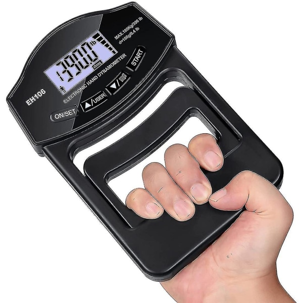 Grip Strength Tester, 396lbs/180kg Digital Hand Dynamometer Grip Strength Meter USB LCD-skärm Hand-m.3406