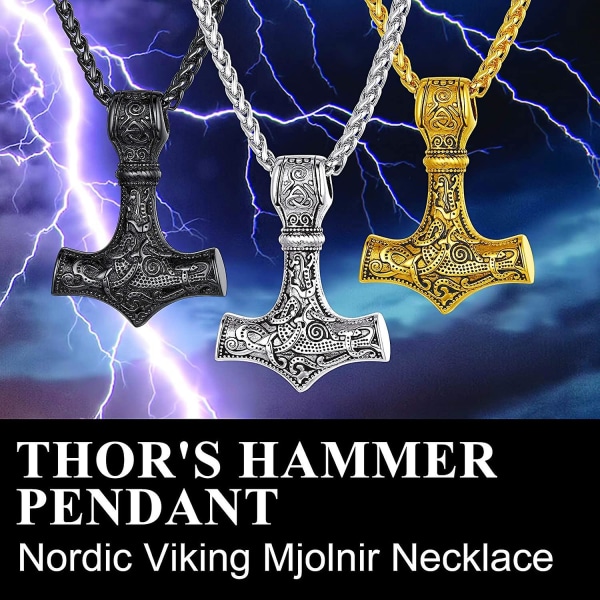 Viking Mjlnir Halskjede Wolf Tooth rustfritt stål kjede som en viktig gave