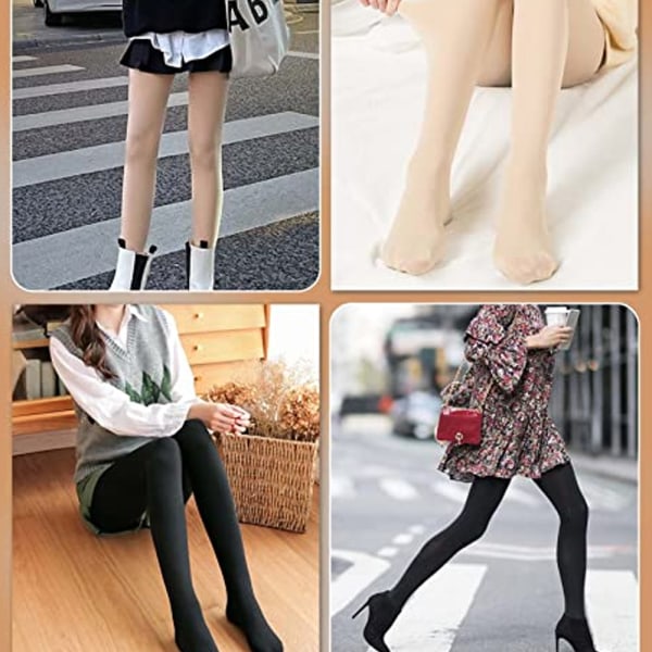 Vinter termisk høy midje elastisitet Opake tights for kvinner stepping foot black