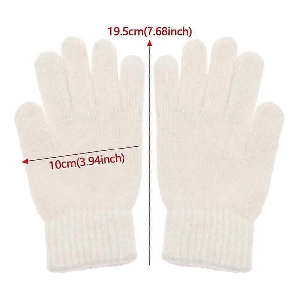 Elastiska helfingerhandskar Varma tjocka cykelhandskar Körhandskar Mode Kvinnor Män Vintervarma stickade ullhandskar Utomhushandskar White 2pair