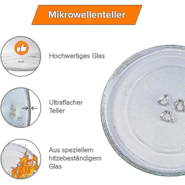 Universal mikrobølgeovn dreieskive glassplate med 3 fester, 24,5 cm