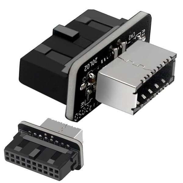 USB 3.0 intern header till USB 3.1/3.2 typ C front typ E adapteromvandlare A