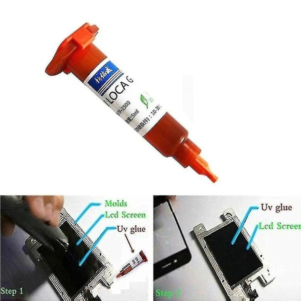 UV-liima, optinen kirkas liima, UV-liima matkapuhelimen korjaustyökalu matkapuhelimeen 5 ml