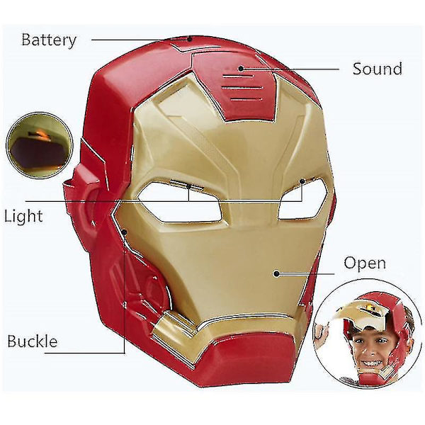 Marvel Avengers 4 Iron Man Captain America Naamio Valo Ääni Avaa Naamio Lapsille Halloween_y