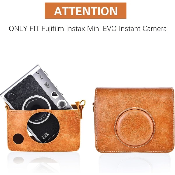 Mini Evo Cover, Retro Pu Läder Case För Fujifilm Fuji Mini Evo Instant Camera med avtagbar axelrem