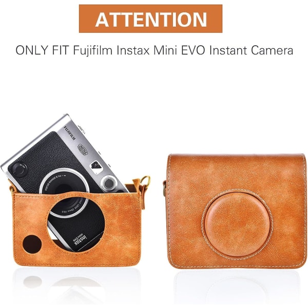 Mini Evo Cover, Retro Pu Leather Protective Case For Fujifilm Fuji Mini Evo Instant Camera With Detachable Shoulder Strap