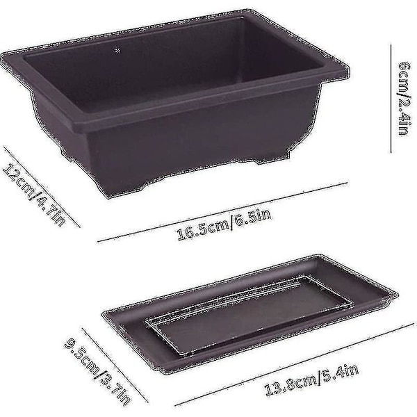 10 stk Bonsai-treningskrukker med plastbrett Bonsai-planter Voksende potte, Bonsai-treningskrukke, Blomstersukkulente Bonsai-potter Blomsterdyrkingsbeholder for