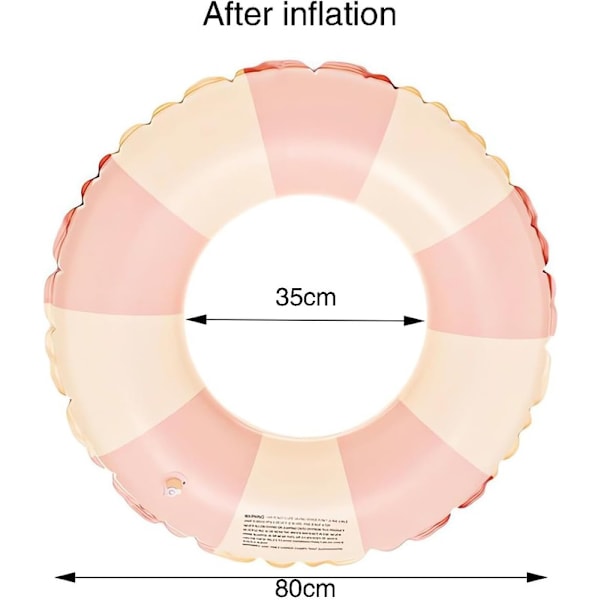 Oppblåsbar badering for voksne, badering poolbøye, retrostripet PVC oppblåsbar bøye poolbøye Pink