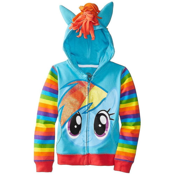 Barn Flickor Pojkar My Little Pony Rainbow Luvtröja Jacka Wings Randig tröja Twilight Dash Huvkappa Blue 4-5 Years