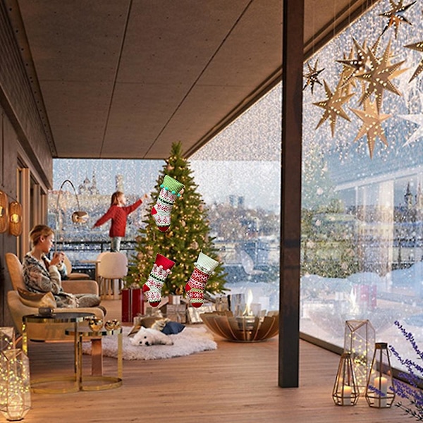 Julstrumpor, hängande strumpor för familjens juldekoration, festdekoration för högtiden style 1