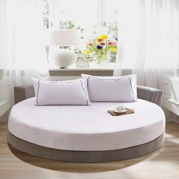 Round Fitted Cotton Sheet, Round Fitted Sheet - White