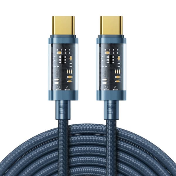 Joyroom 2m 100W USB-C / USB-C Nylonkaapeli Sininen size 94