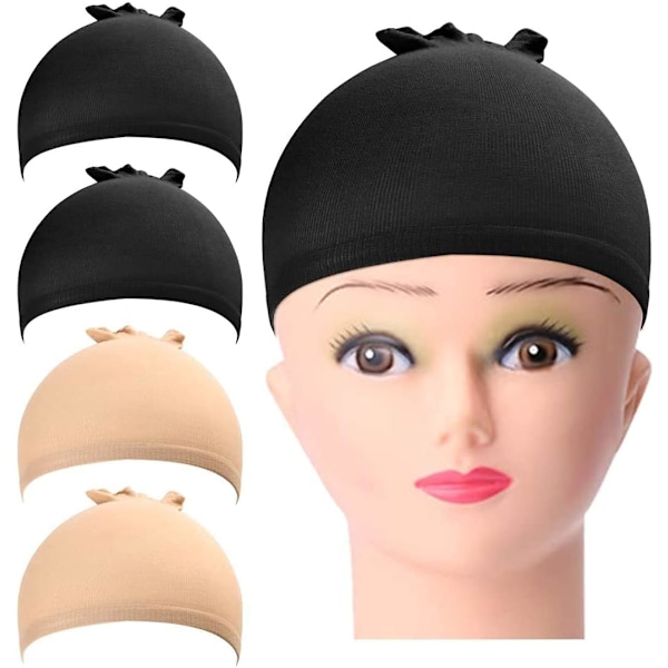 Peruukkihatut, 8 kpl Joustava Nylon Sukka Peruukkihattu Erittäin Ohut, Unisex Peruukkihattu Pitämään Peruukin Paikoillaan Naisille Miehille, Hengittävä Peruukkiverkkohattu Beige+black 4
