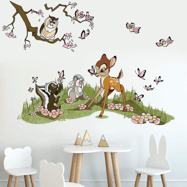 Bambi Wall Decals Forest Animal Wall Stickers For Baby Nursery Kids Soverom Woodland Wall Dcor